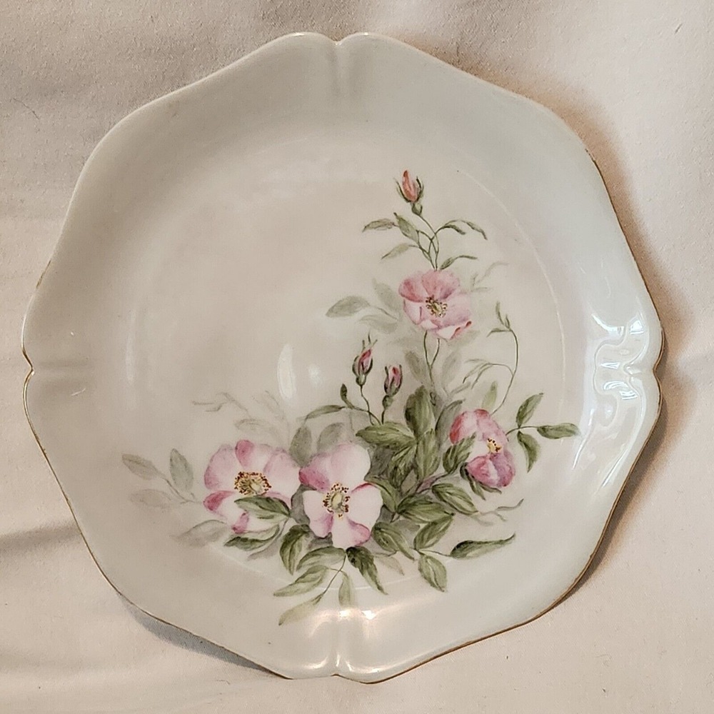 W. G. & Co. France Pink Rose Dinner Plate Scalloped Edge